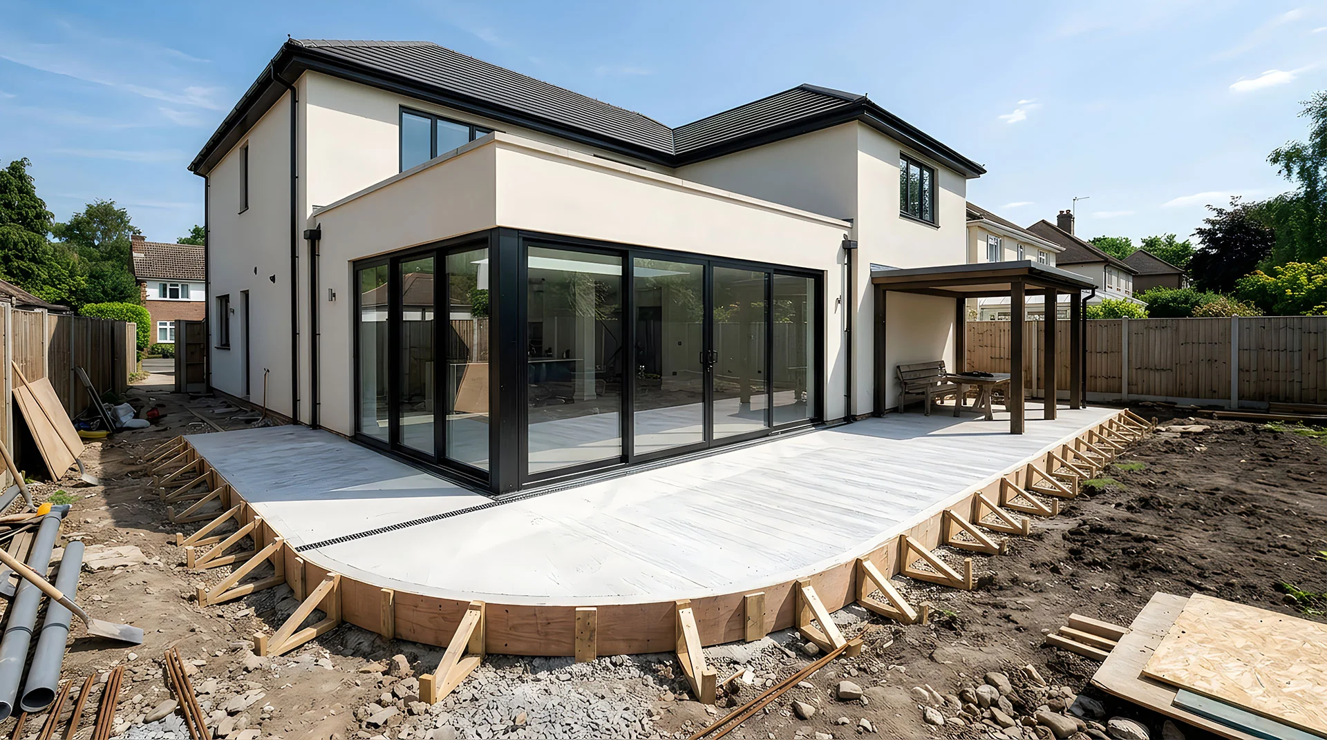 Visuel fourni d’un projet de maison contemporaine avec baie vitrée