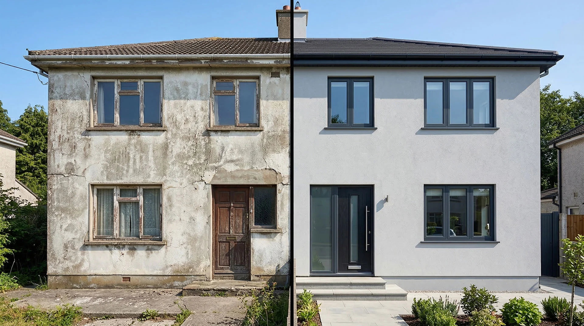 Comparaison avant et après rénovation de façade fournie pour le projet